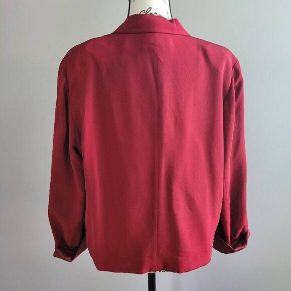 VTG 100% silk red blazer jacket size 12 office business old money quiet luxury - Picture 3 of 11